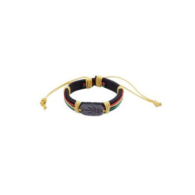 Rasta Leather Band Leaf