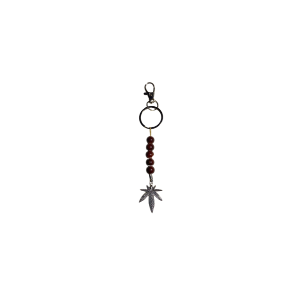 Beaded Weed Leaf Keychain