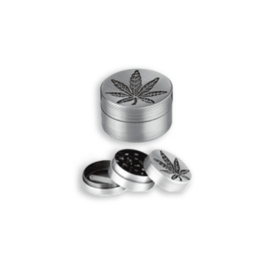 Akira20 product pictures weed leaf Silver Engraved 3pc Grinder